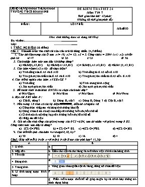 Đề kiểm tra một tiết Tin học 7 - Đề số 3 - Năm học 2015-2016 - Trường THCS Hàm Ninh